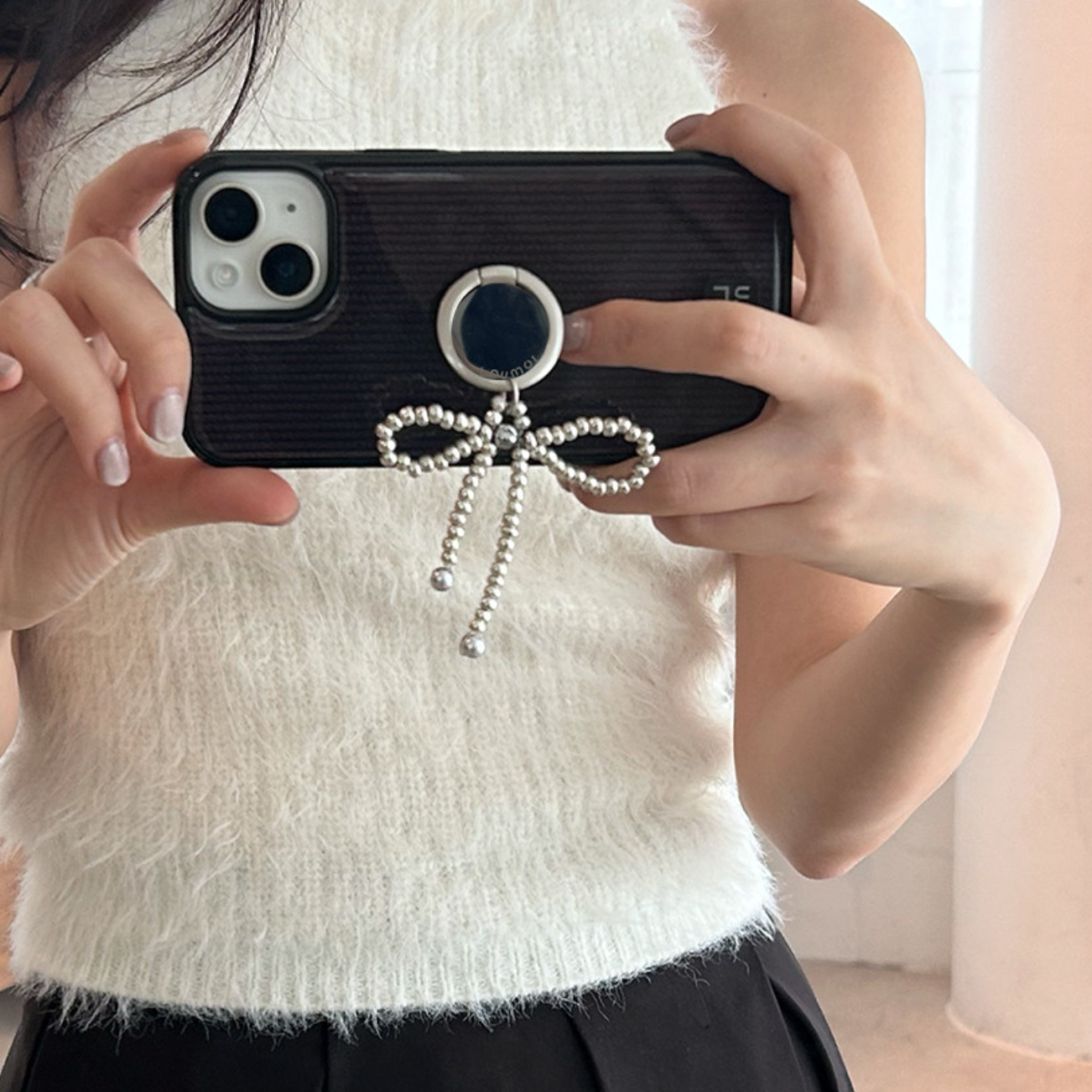 ｜Loumoi｜ Loumoi Ring Tok Pearl Beads Silver Ribbon