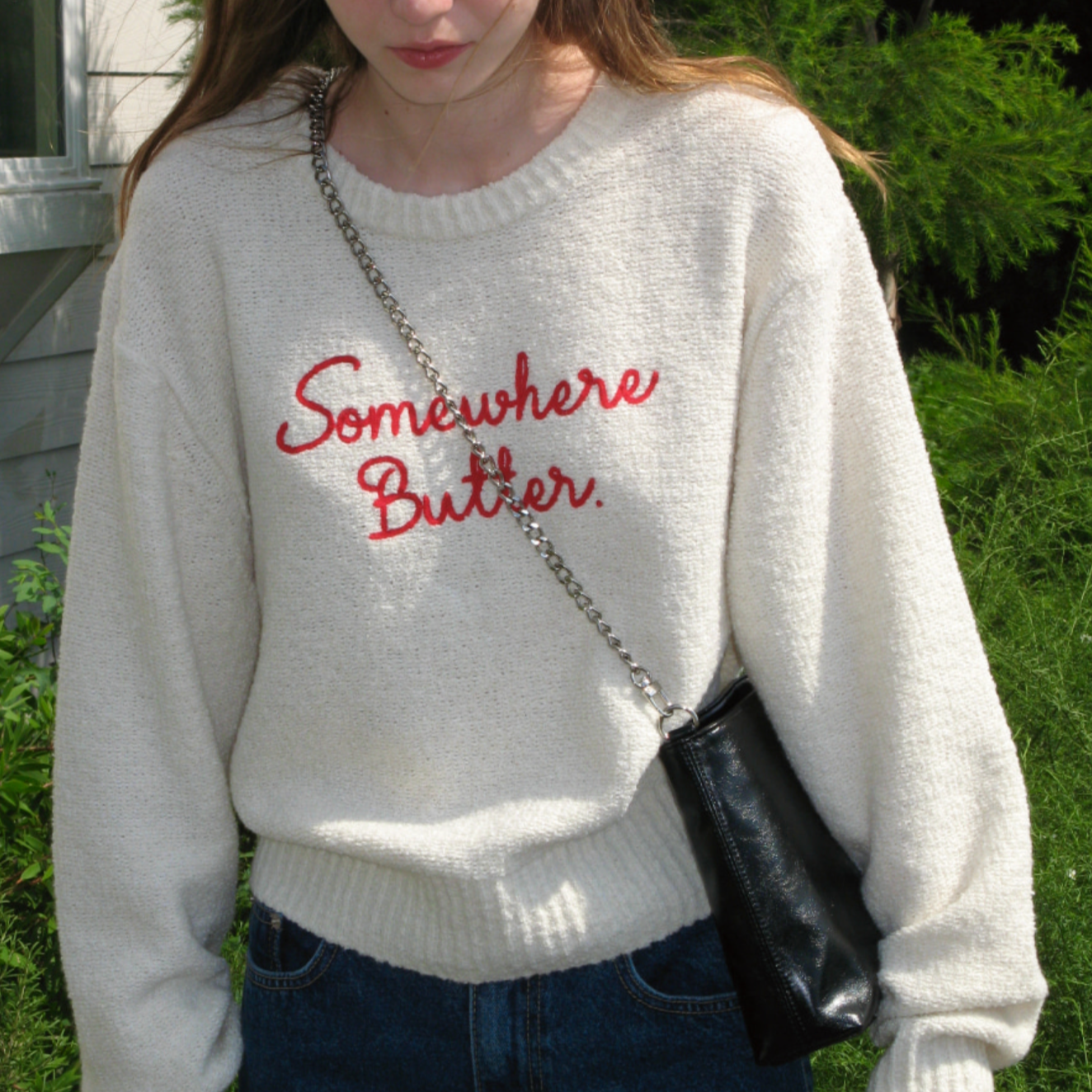 ｜SOMEWHERE BUTTER.｜ Letter Wool Knit (Cream)