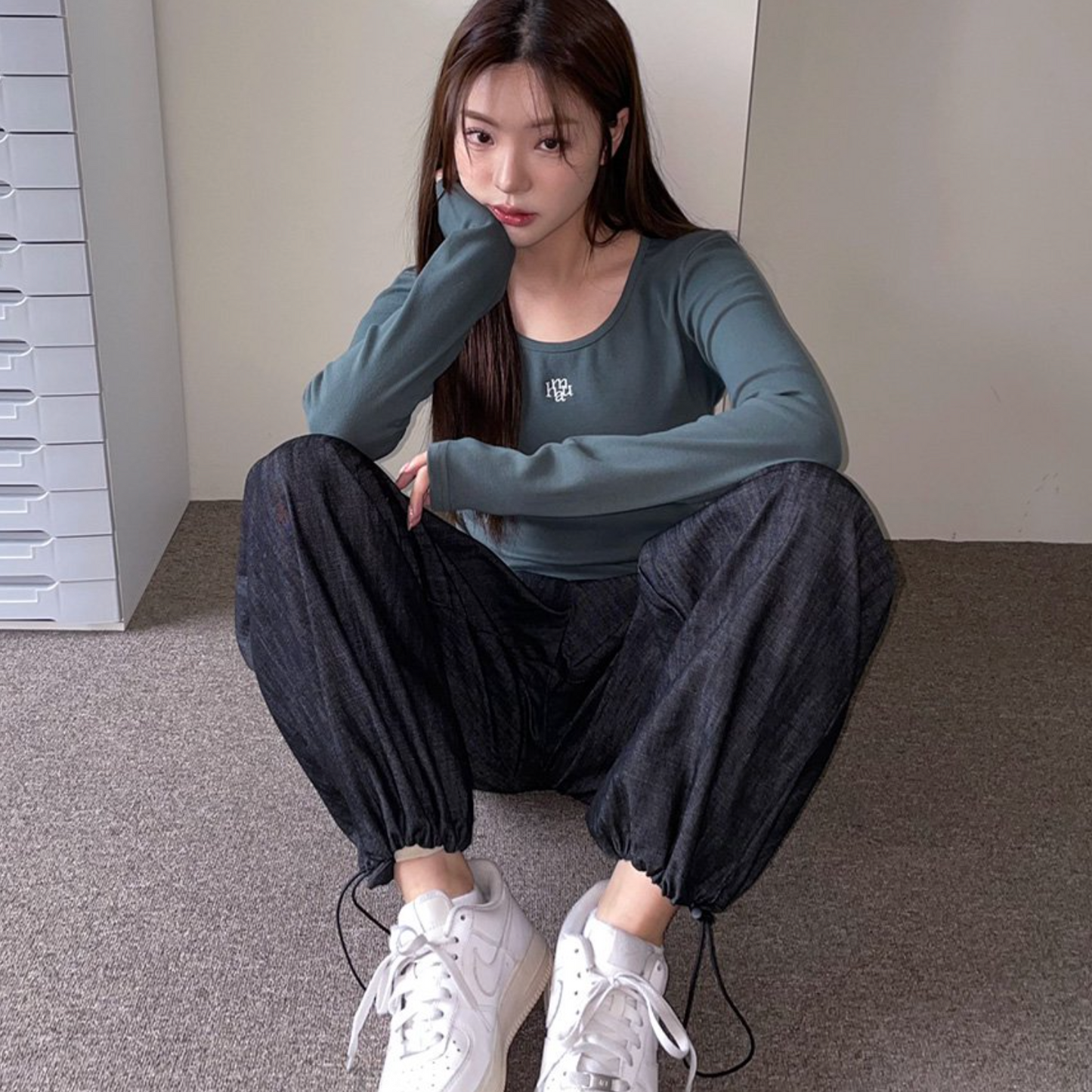 ｜muahmuah｜ Stylish Cotton Span Long Sleeve Tee