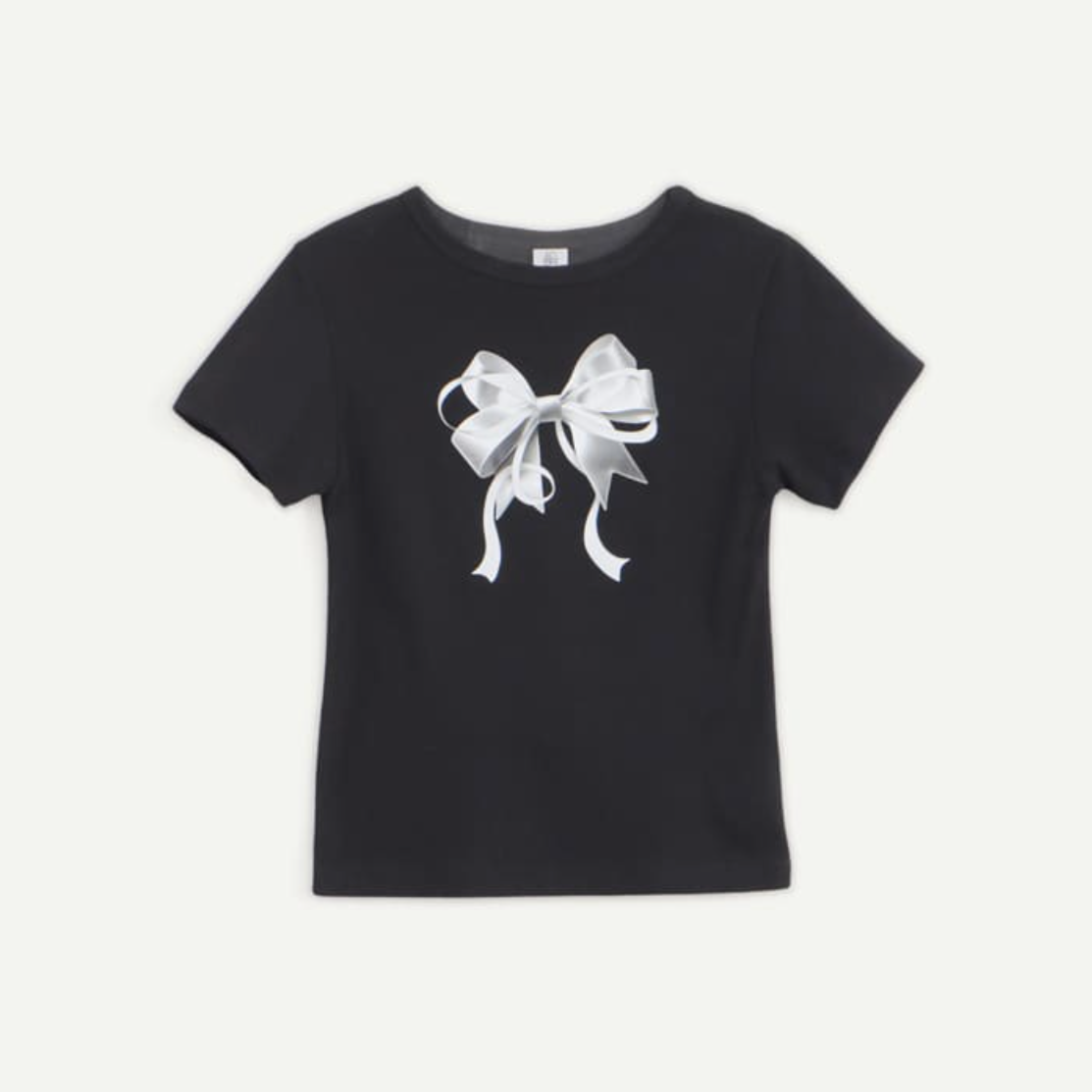 ｜RONRON｜ DOUBLE RIBBON SLIM CROP T SHIRT