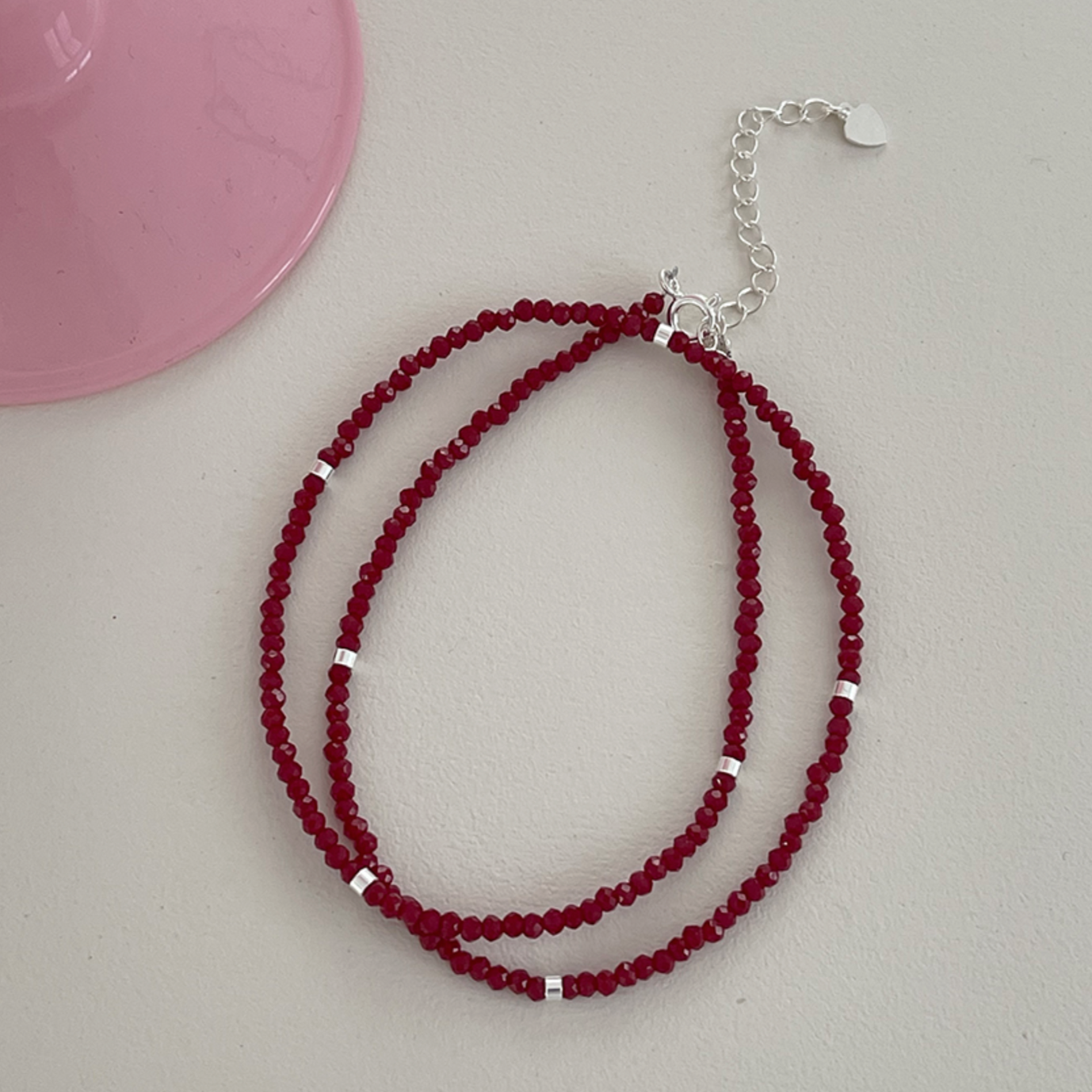 ｜ATTHEROOM｜ Silver925 Red Spinel Silver Necklace
