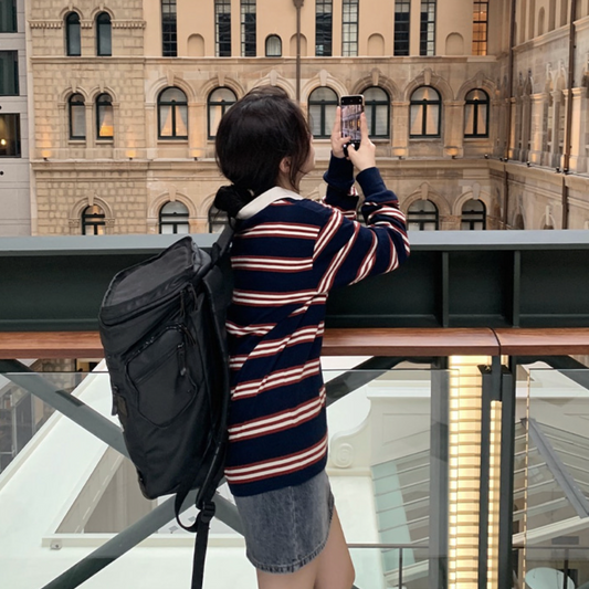 ｜SLOWAND｜ # SLOWMADE Catch Stripe Pique T-shirt