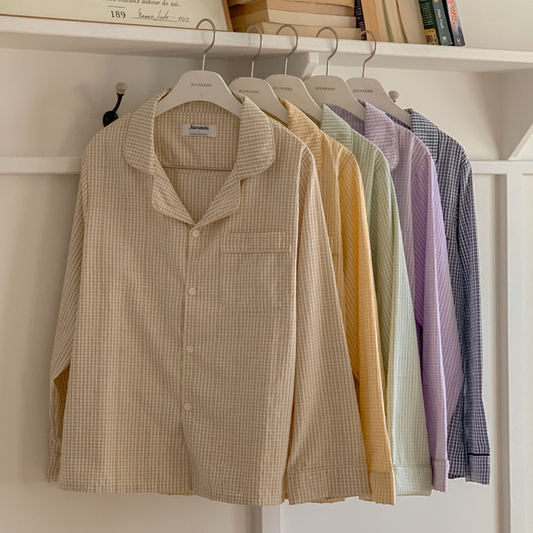 ｜Juuneedu｜ Plan Gingham Checkered Pajama Set