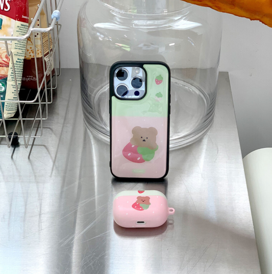 ｜chanibear｜ Pink Strawberry Phone Case