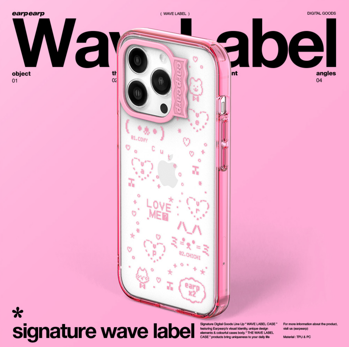 ｜earp earp｜ Wave Label Emoji Clear Phone Case / MagSafe Phone Case
