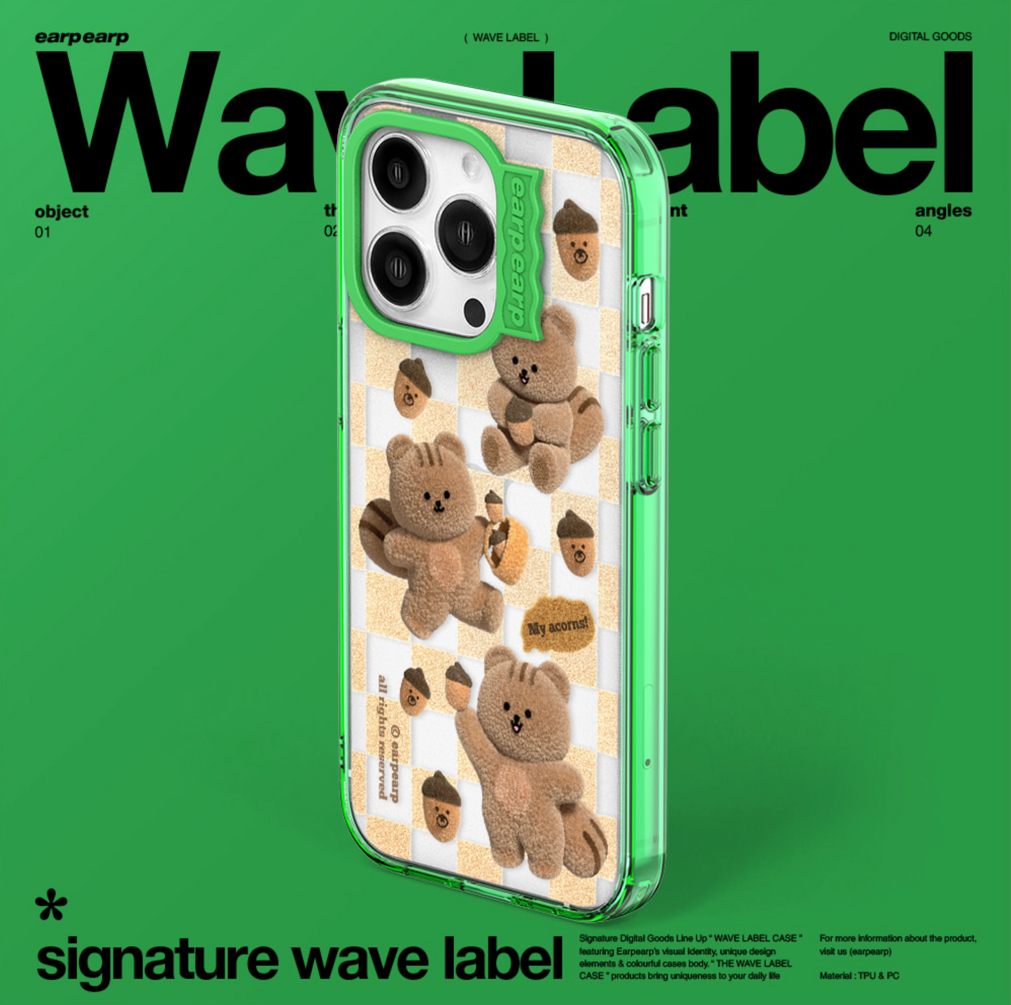 ｜earp earp｜ Wave Label Squirrel Clear Phone Case / MagSafe Phone Case