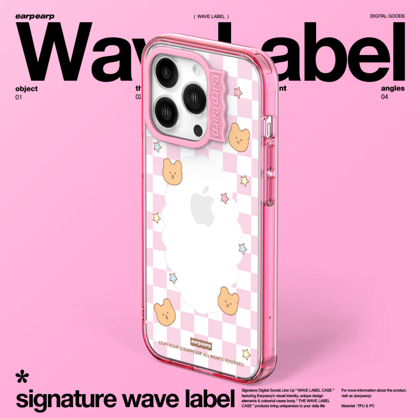｜earp earp｜ Wave Label Checkerboard Frame Clear Phone Case / MagSafe Phone Case