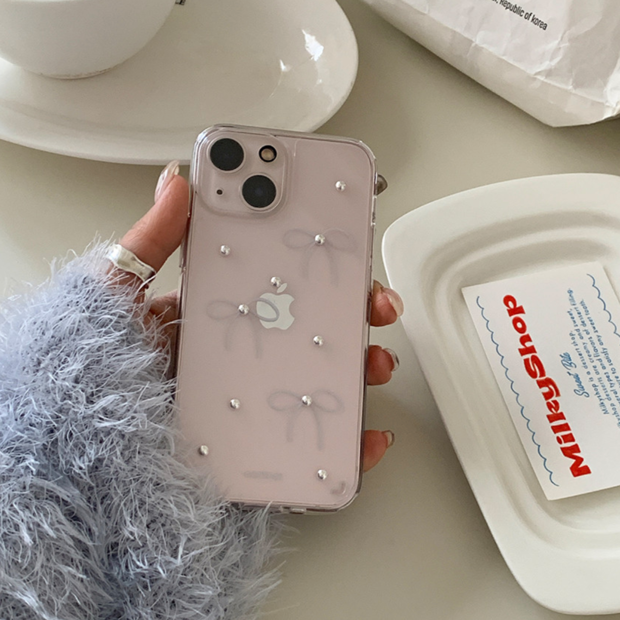 ｜earliner｜ Mini Ribbon Dot Jelly Hard Case