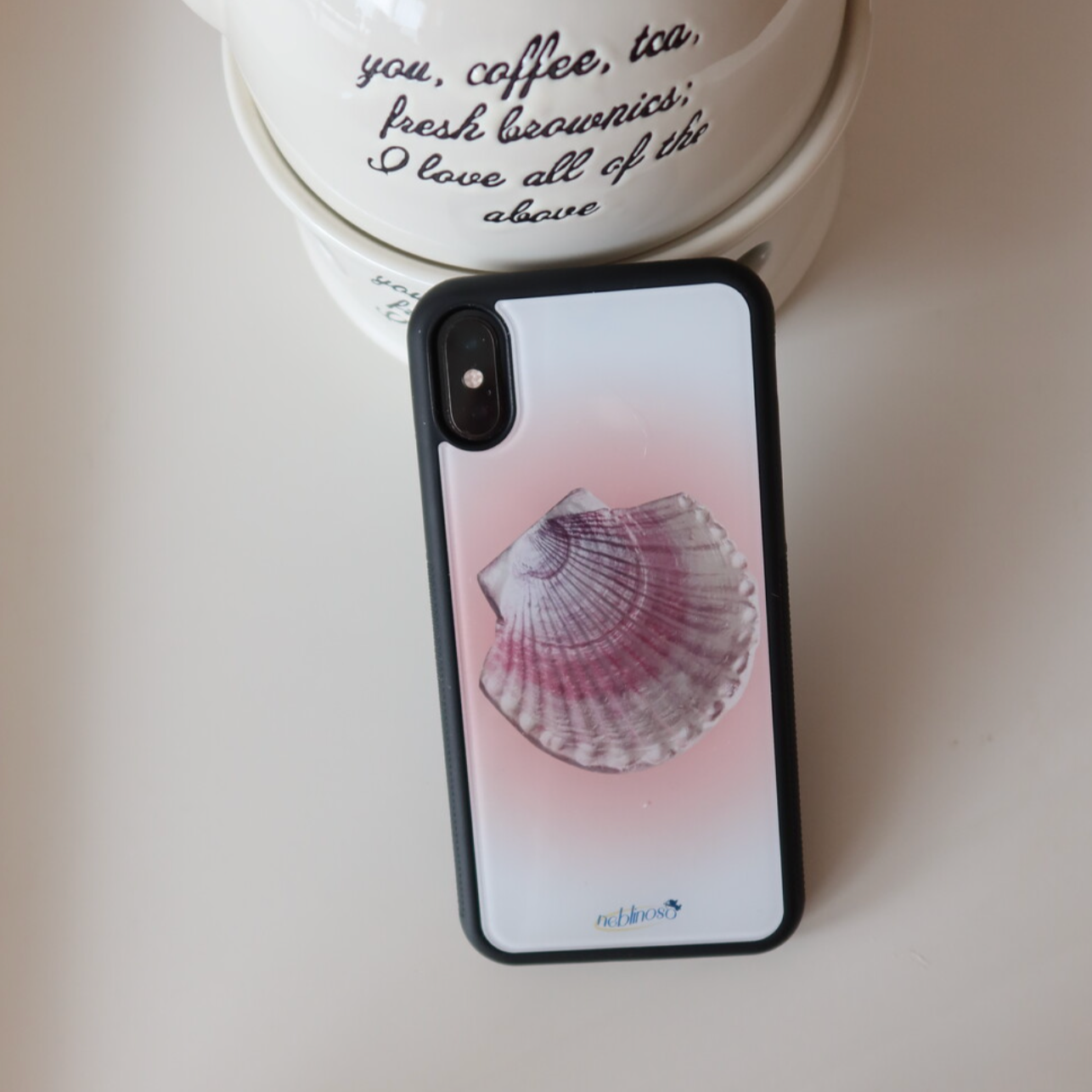 ｜neblinoso｜ Pink Shell Glass Epoxy Phone Case