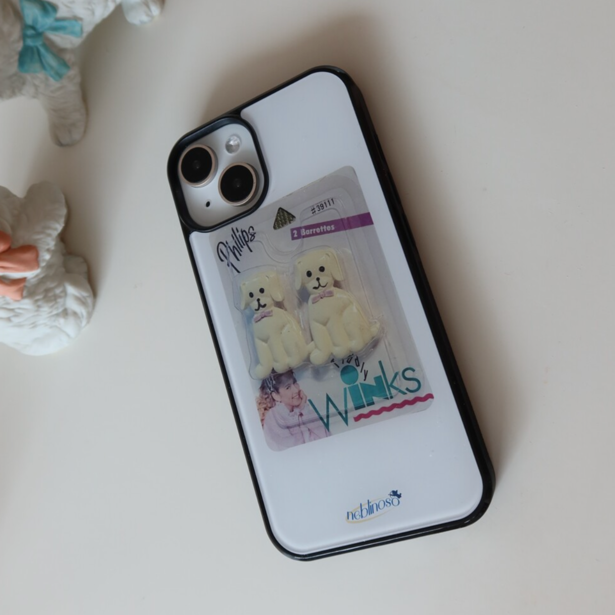 ｜neblinoso｜ Beige Dog Glass Epoxy Phone Case