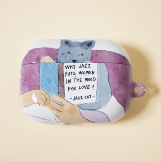 ｜JAZZ OR NOT｜ Thinking Cat Airpods Case