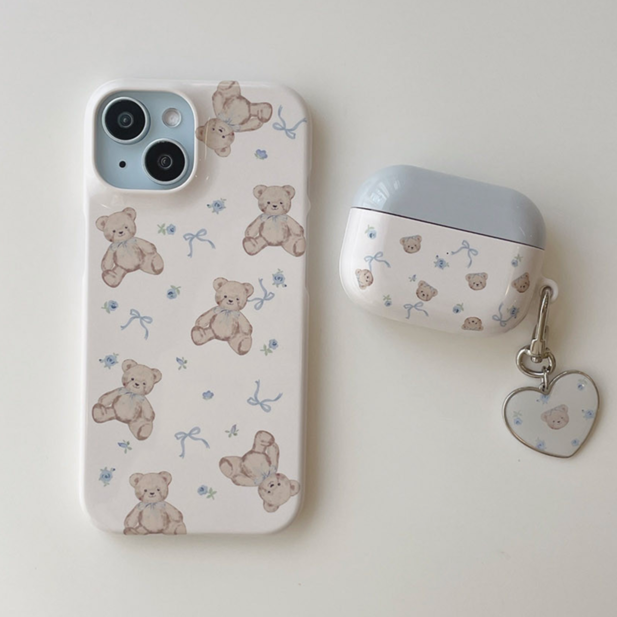 ｜Romantic Mood｜ Flower Bear Glossy Hard Case
