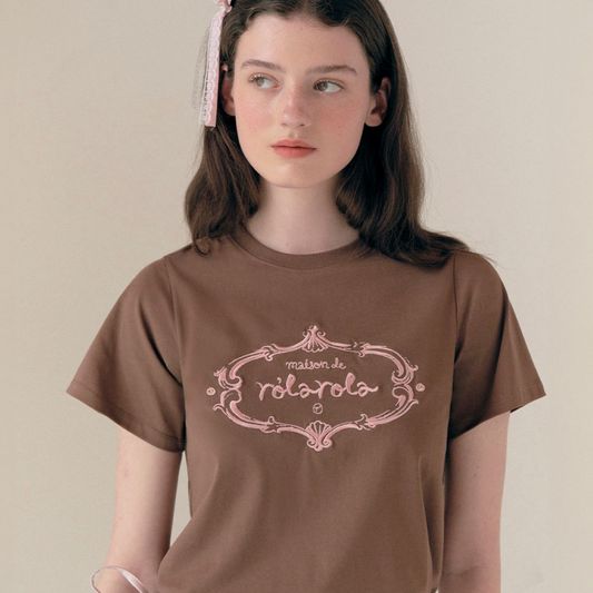 ｜rolarola｜ VINTAGE LOGO HALF T-SHIRT BROWN
