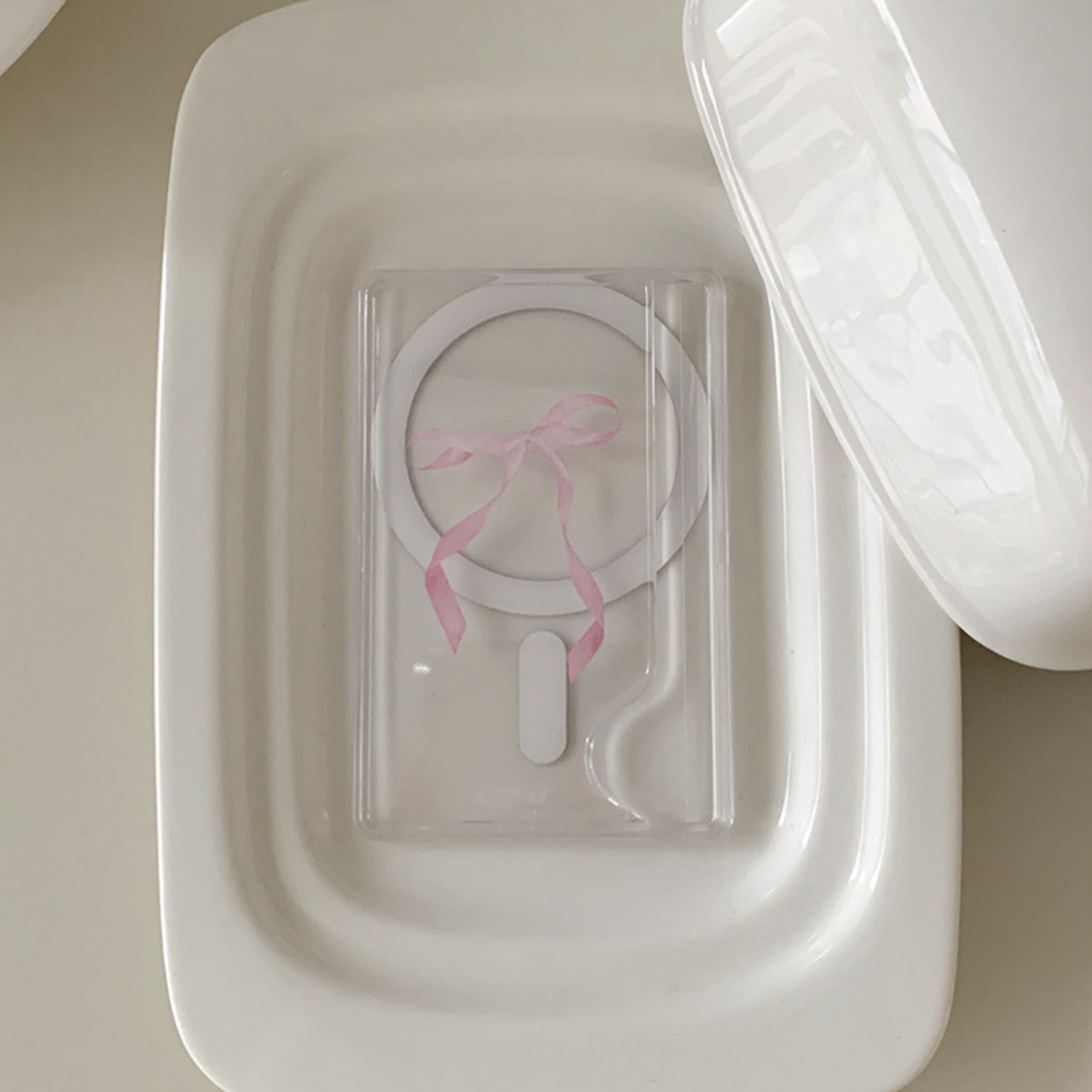｜earliner｜ Pink Ribbon MagSafe Card Slot