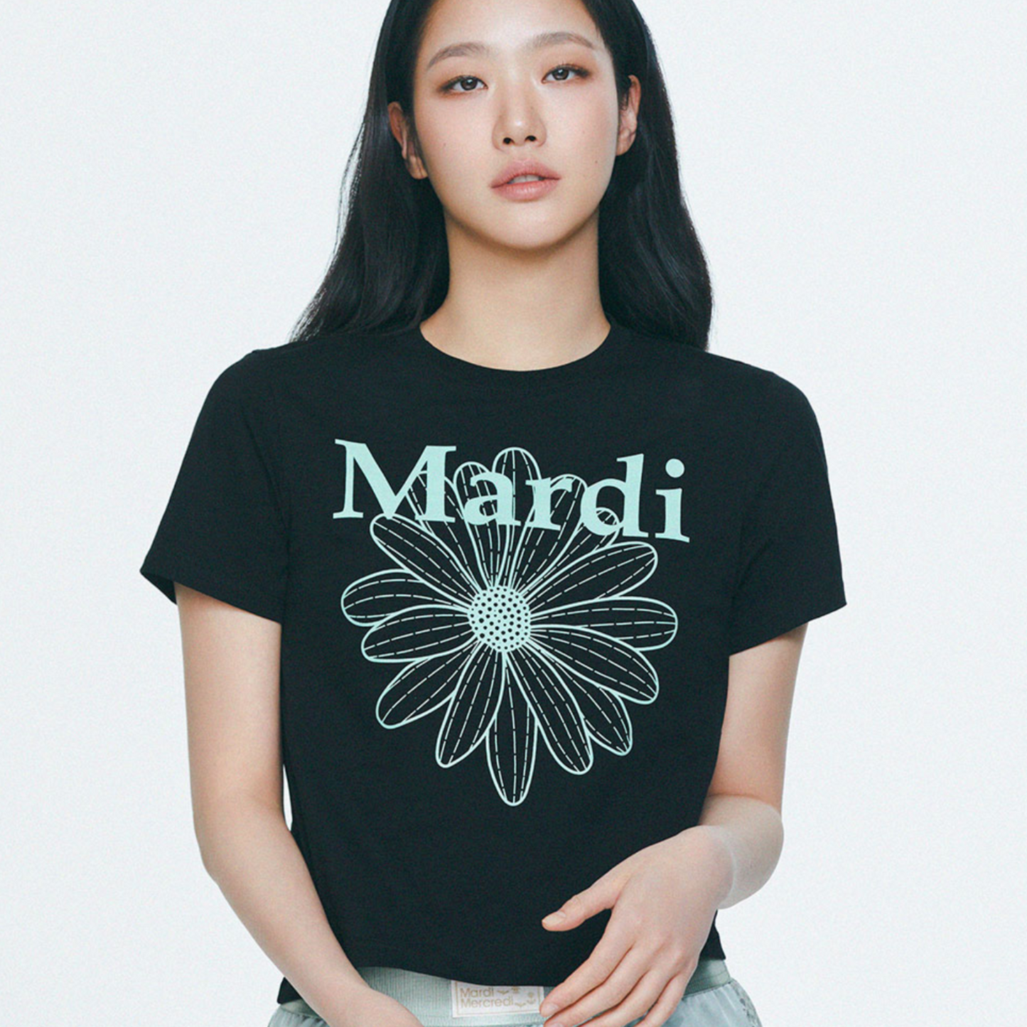 ｜MARDI MERCREDI｜ SLIM TSHIRT FLOWERMARDI (BLACK MINT)