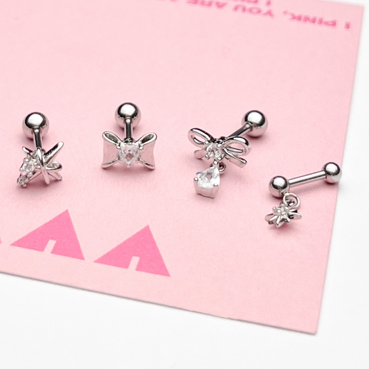 ｜VVV｜ ｜SET｜ Cubic Ribbon Drop Piercing
