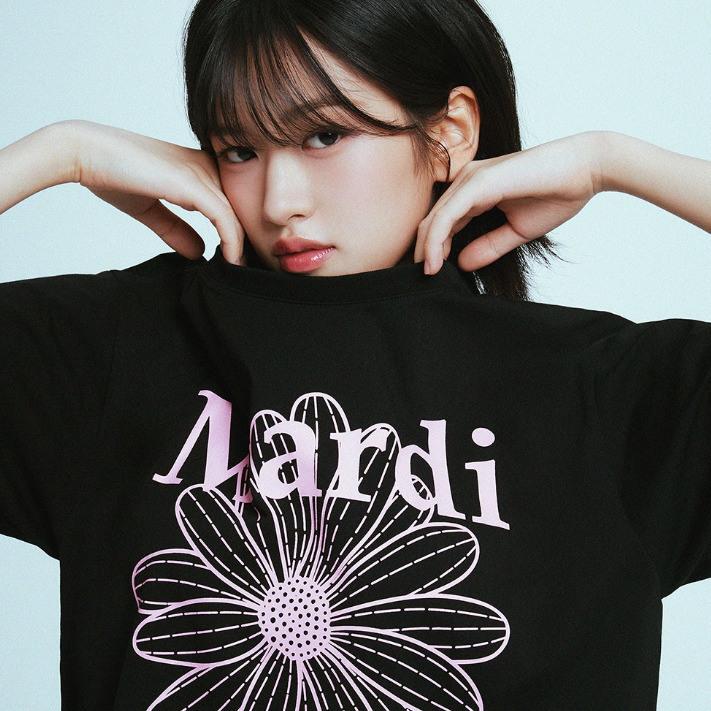 ｜MARDI MERCREDI｜ TSHIRT FLOWERMARDI (BLACK PINK)