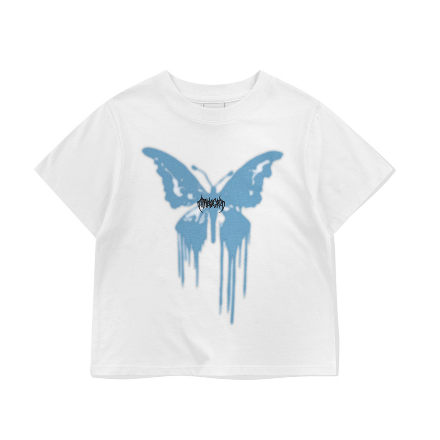 ｜mahagrid｜ BUTTERFLY GOTH CROP TEE ｜WHITE｜