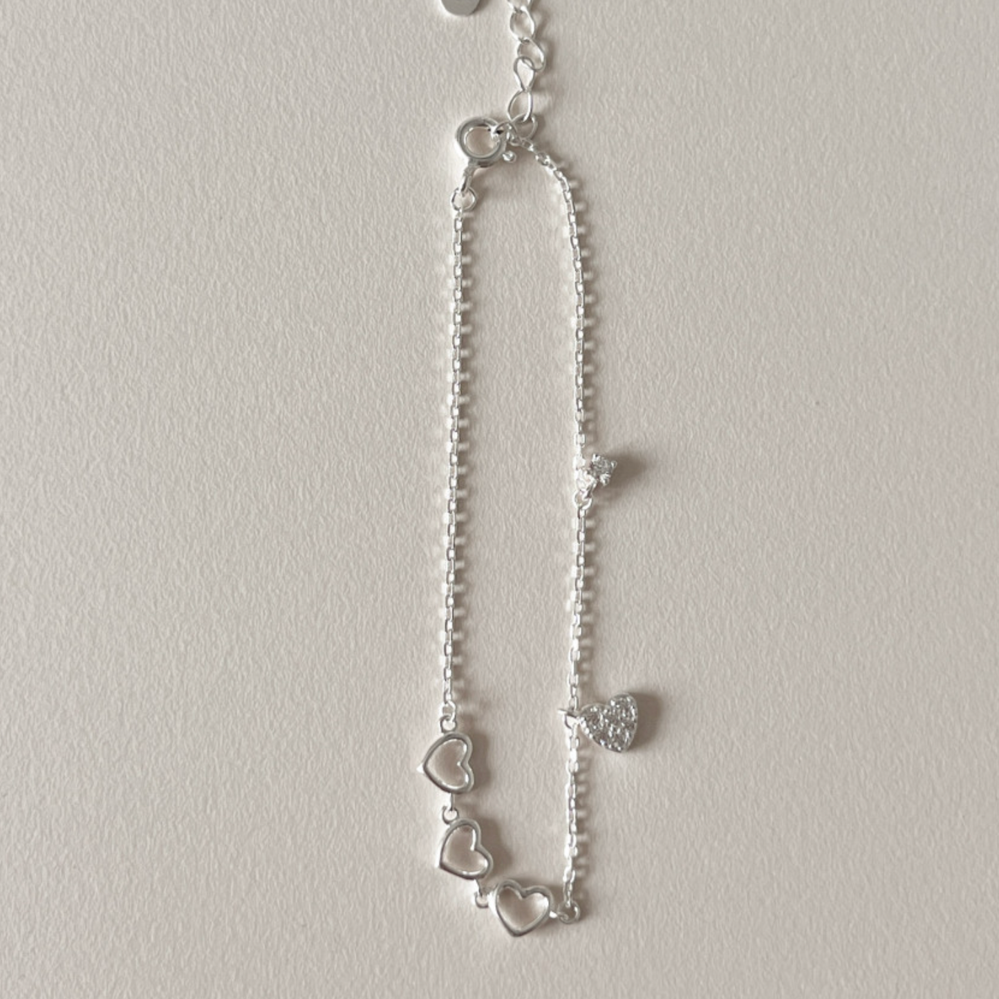 ｜aube n berry｜ 925 Silver Shy Heart Layered Point Bracelet