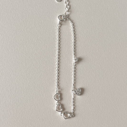 ｜aube n berry｜ 925 Silver Shy Heart Layered Point Bracelet