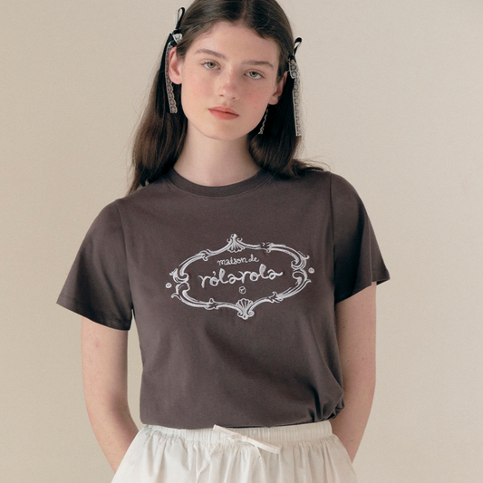 ｜rolarola｜ VINTAGE LOGO HALF T-SHIRT CHARCOAL