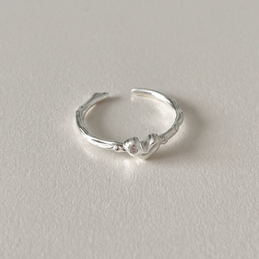 ｜aube n berry｜ 925Silver Ribbon Heart Vintage Ring