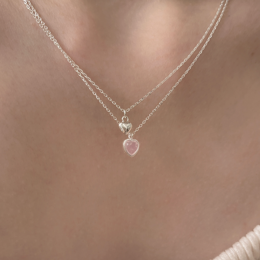 ｜aube n berry｜ 925Silver Shimmer Mini Heart Daily Silver Necklace
