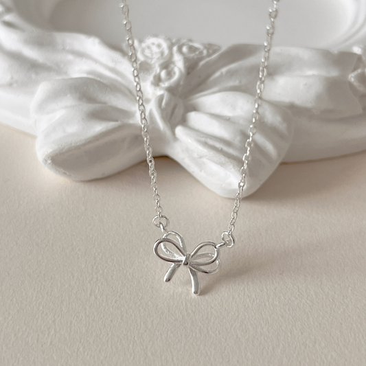 ｜aube n berry｜ 925Silver Mini Ribbon Pendant Silver Necklace