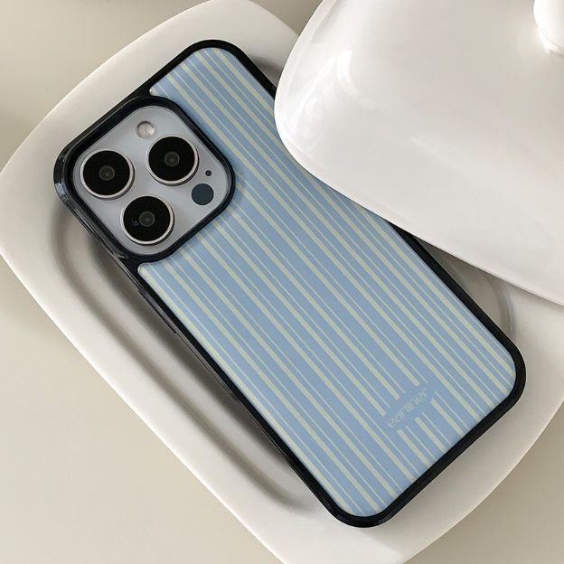 ｜earliner｜ Blue Stripe Bumper Iphone Case