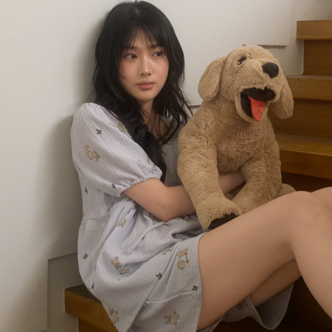 ｜Juuneedu｜ Romantic Mocha Cotton Short Sleeve Pyjama Set