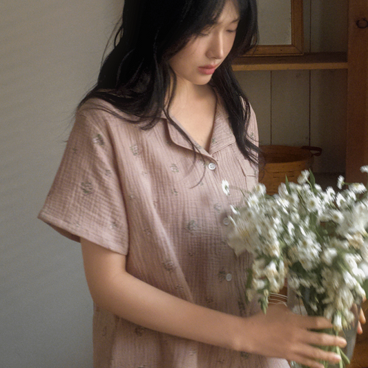 ｜Juuneedu｜ Melrose Cotton Short Sleeve Pyjama Set