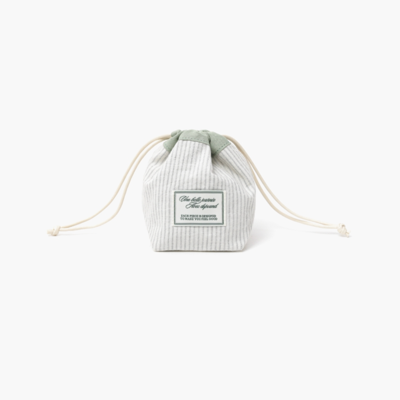 ｜depound｜ Stripe Drawstring Pouch (Mint)