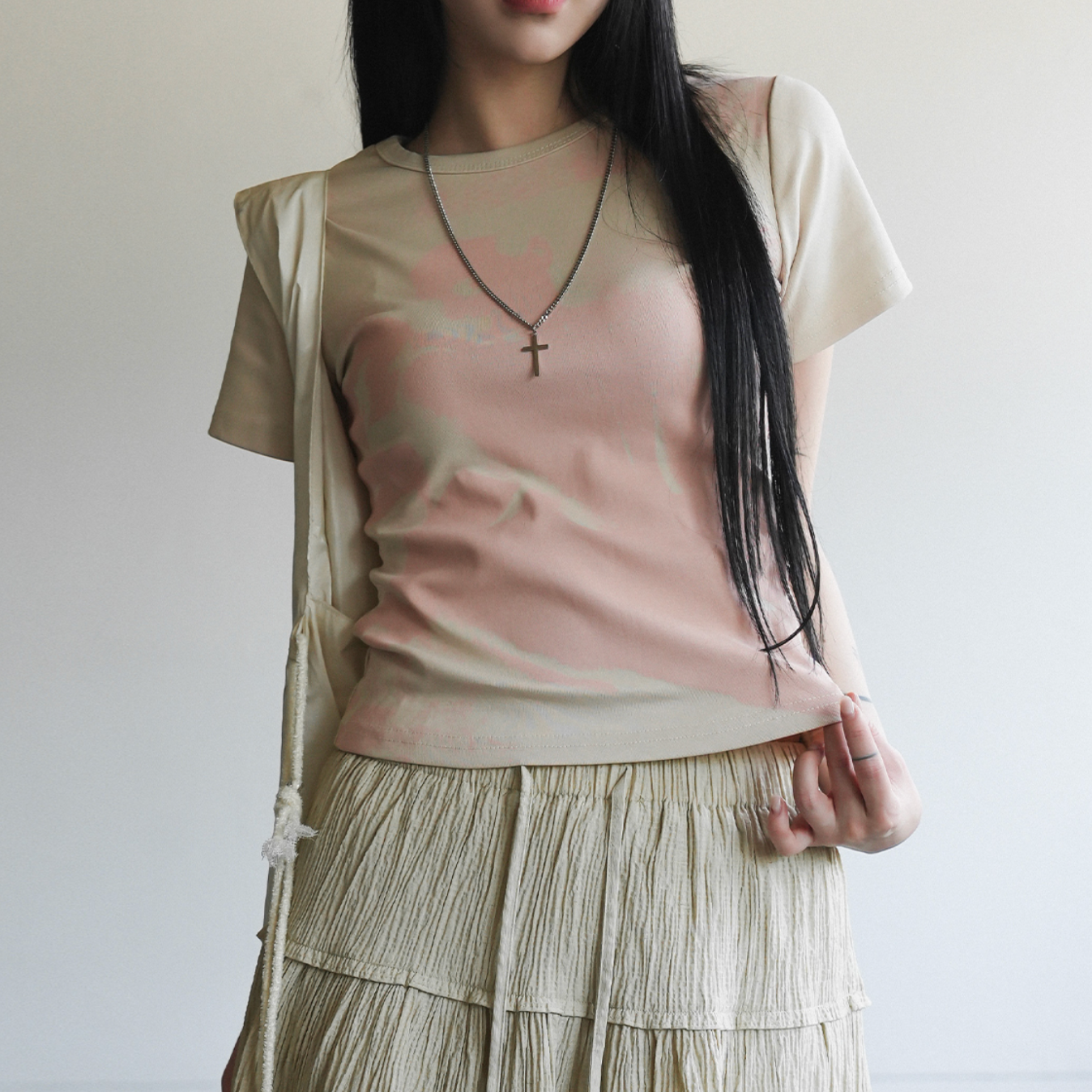 ｜BINARY01｜ Stain Printed T-shirt
