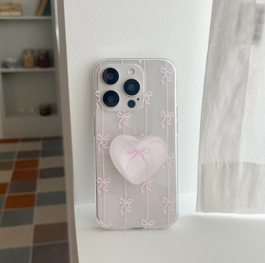 ｜Mademoment｜ Line Ribbon Pattern Clear Phone Case (3 Types)