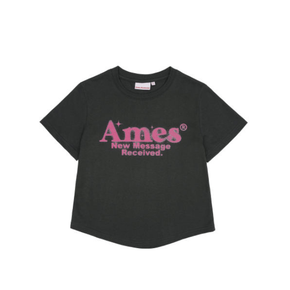 ｜Ames｜ ROUND HEM CROP TEE CHARCOAL