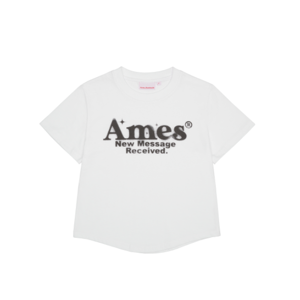 ｜Ames｜ ROUND HEM CROP TEE WHITE