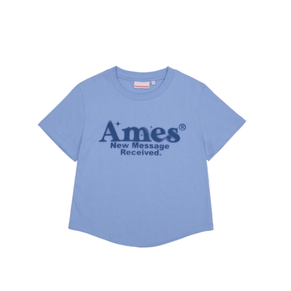 ｜Ames｜ ROUND HEM CROP TEE BLUE