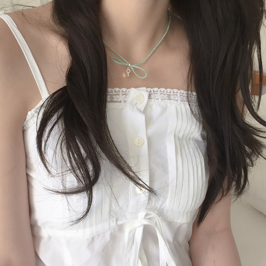 ｜moat｜ Ribbon Beads Necklace (Silver925)