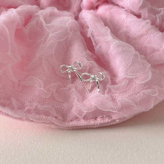 ｜aube n berry｜ 925Silver Party Vintage Ribbon Silver Earrings