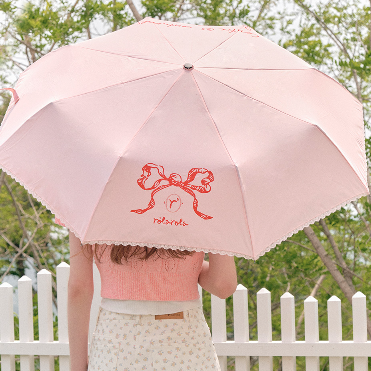 ｜rola rola｜ RIBBON LACE UMBRELLA PINK