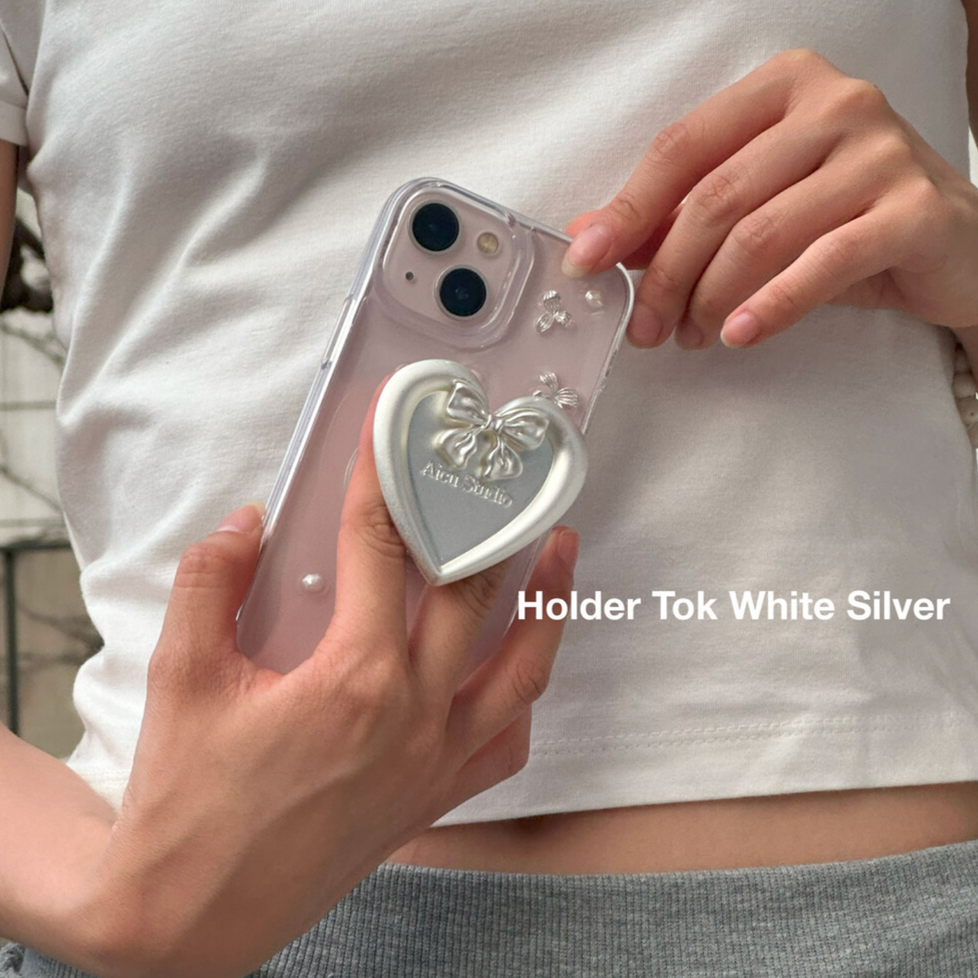 ｜Aicu Studio｜ Cocoro Holder Grip Tok White Silver