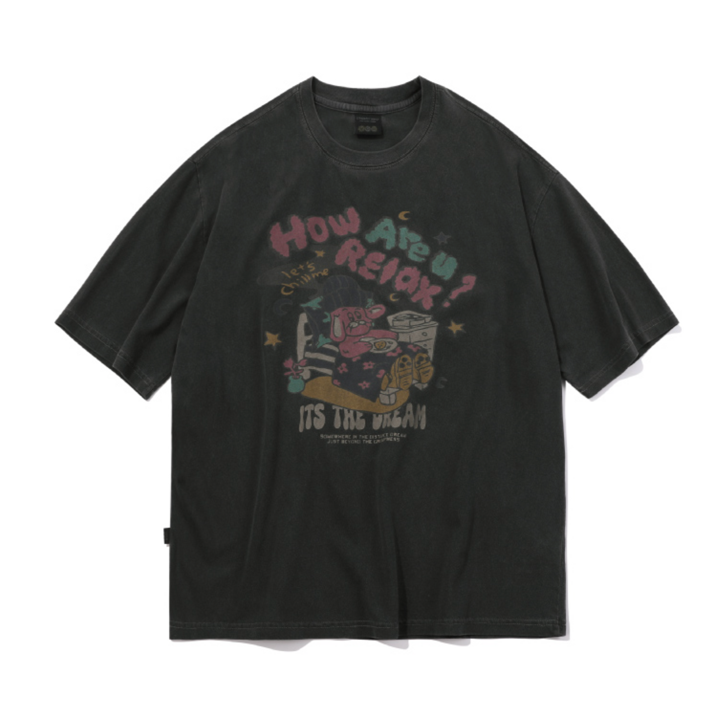 ｜CPGN STUDIO｜ Relax Hoppi Pigment Short-Sleeved T-Shirt Smoke Black