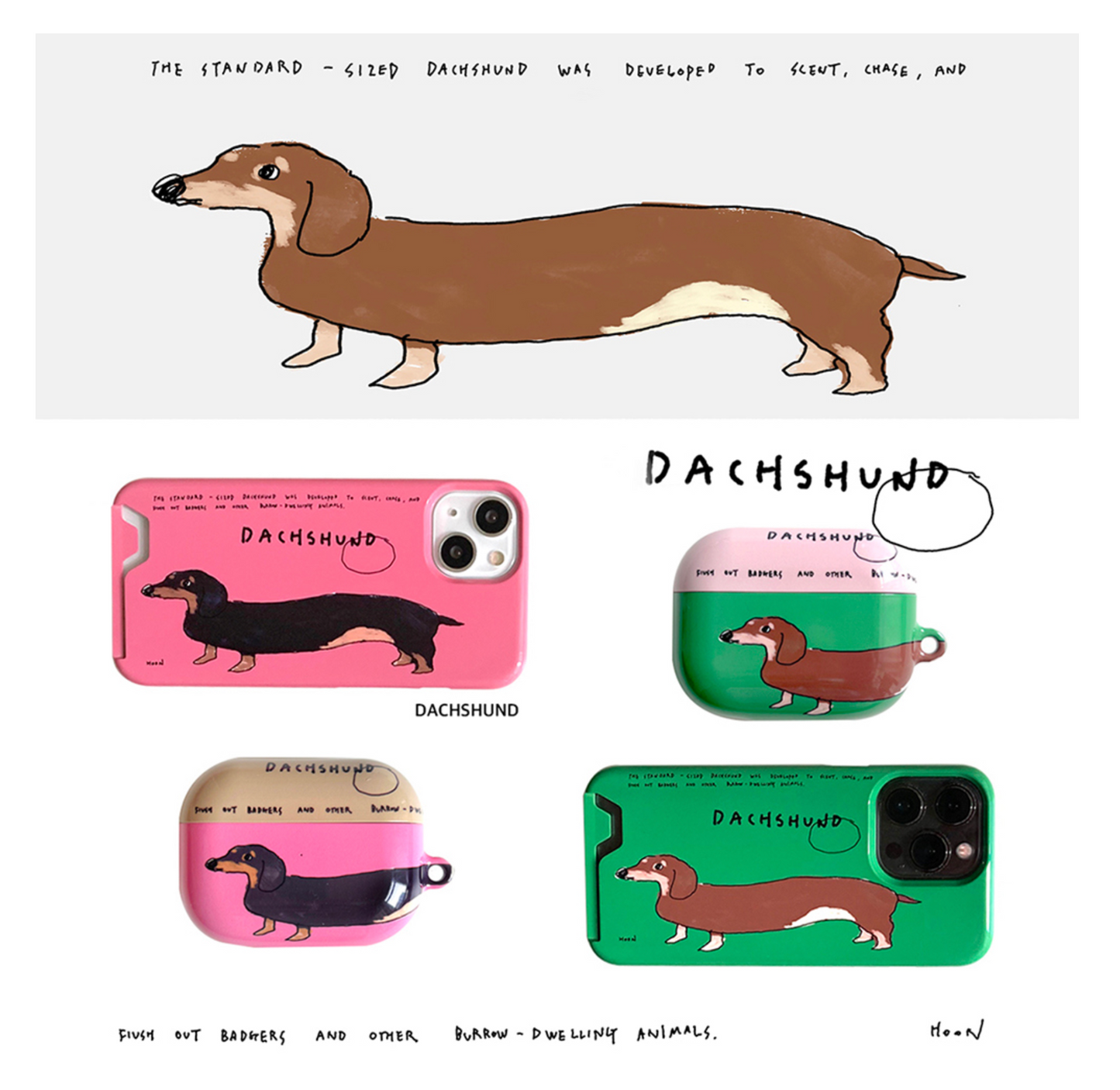 ｜3MONTHS｜ Dachshund Card Storage Phone Case