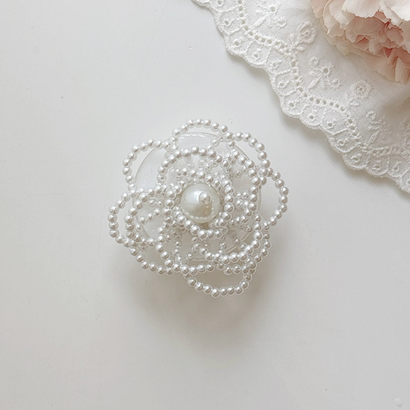 ｜Romantic Mood｜ Frill Rose Pearl Smart Tok
