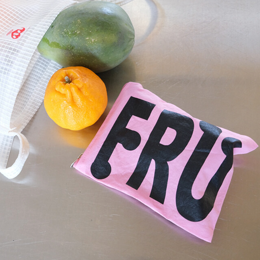 ｜MINMIN｜ FRUiTS COLOR POUCH (LOVELY PINK BLACK)