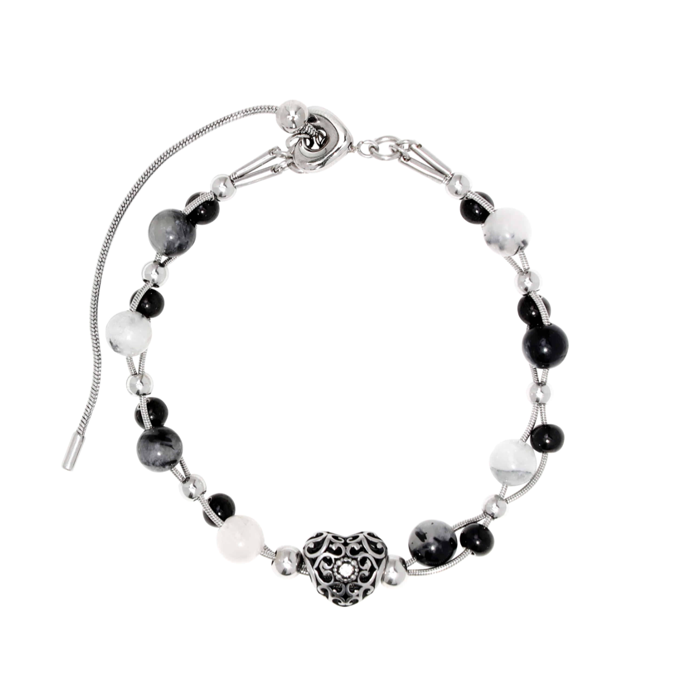 ｜STEELEDITION｜ Arabesque Cubic Heart Gemstone Bracelet