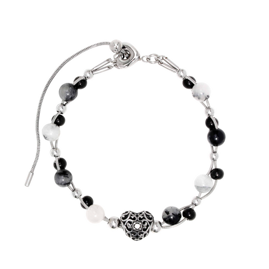 ｜STEELEDITION｜ Arabesque Cubic Heart Gemstone Bracelet