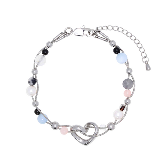 ｜STEELEDITION｜ Wave Heart Scallop Gemstone Bracelet