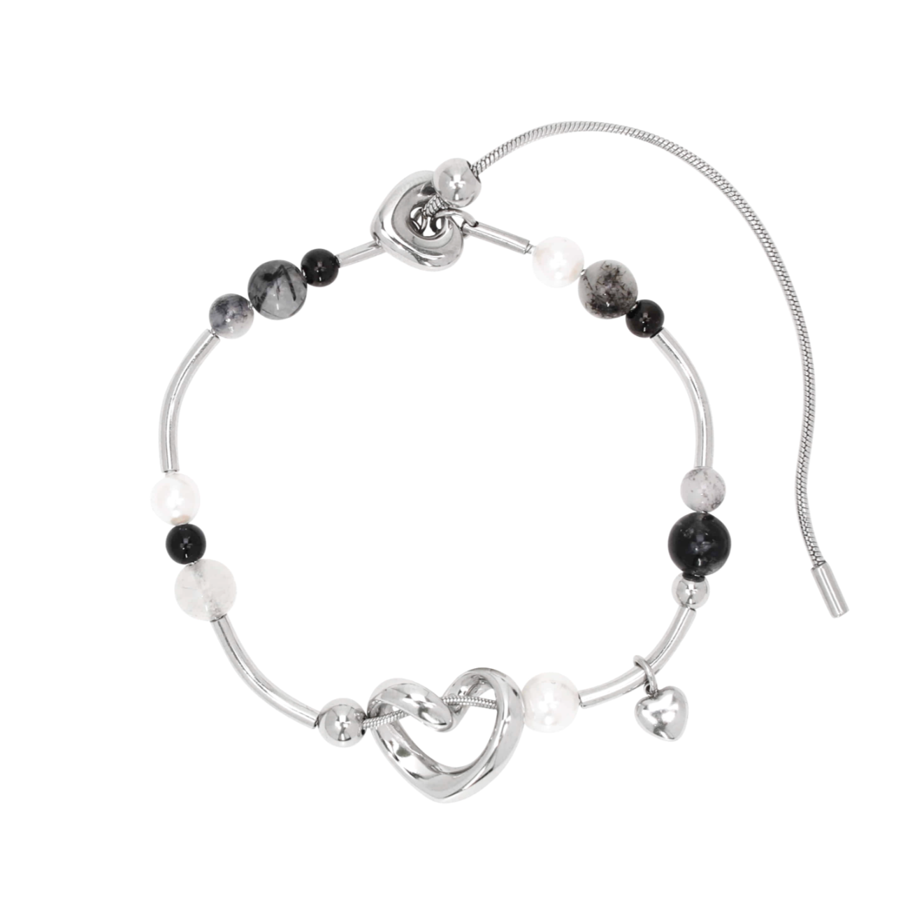 ｜STEELEDITION｜ Wave Heart Pipe Gemstone Bracelet