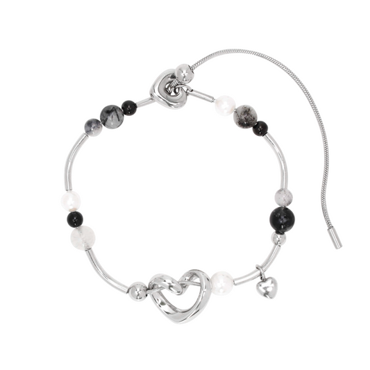 ｜STEELEDITION｜ Wave Heart Pipe Gemstone Bracelet